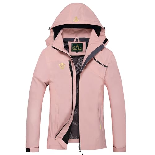 GIISAM Women's Waterproof Rain Jacket,Lightweight Windproof Full Zip Women's Packable Fall Raincoat Windbreaker with Hood