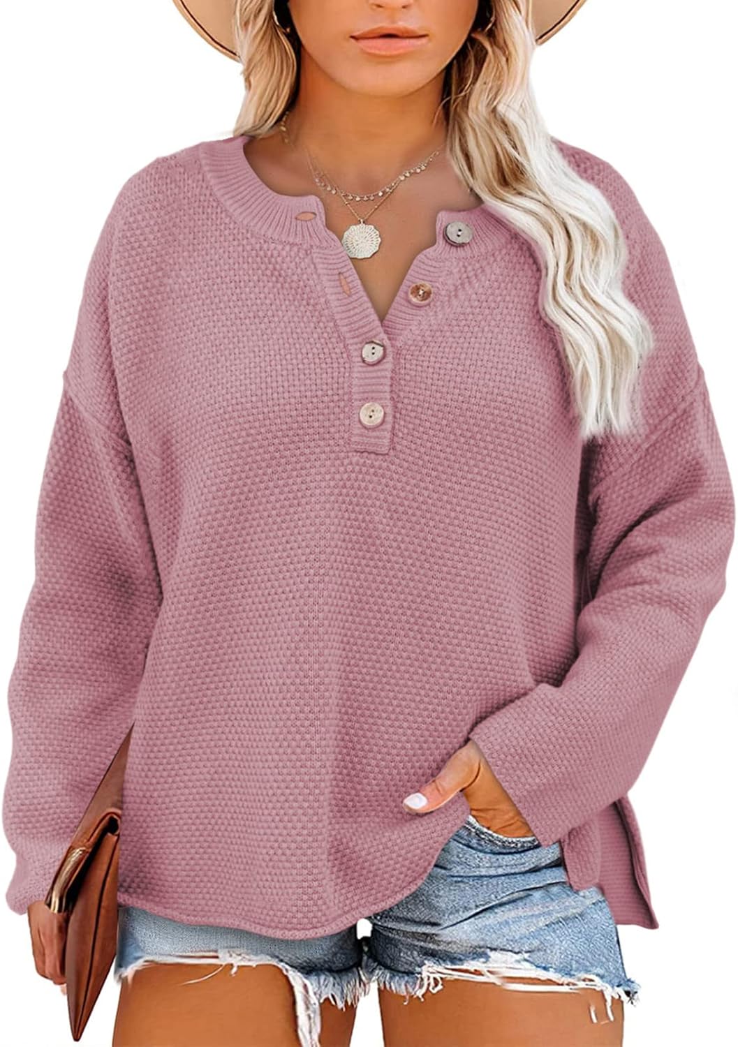 Eytino Plus Size Henley Sweater
