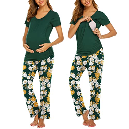 Ekouaer Womens Nursing Pajamas Maternity Breastfeeding Pjs Sleepwear Layer Soft Postpartum Lounge Set Pregnancy Clothes