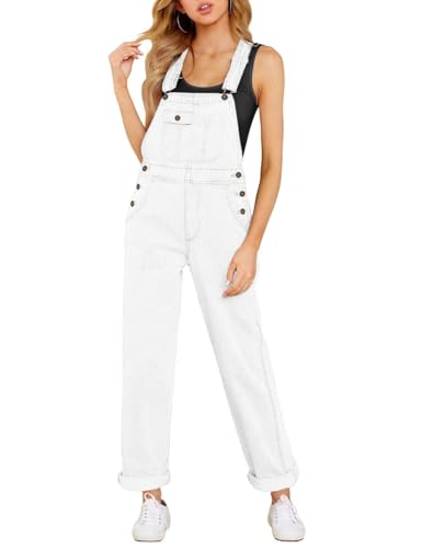 Vetinee Womens Overalls Denim Stretch Straight Leg Jeans Overall Regular Fit Bib Jean Jumpsuits Comfy Adjustable Straps