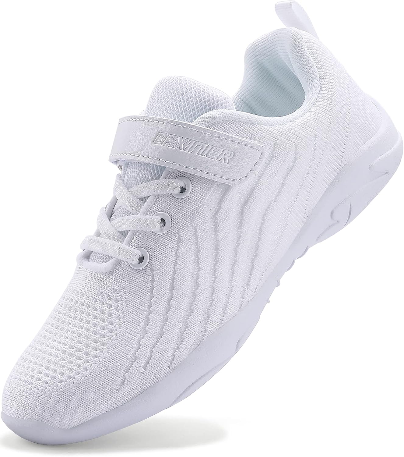 BAXINIER Girls White Cheerleading Shoes Breathable Youth Cheer Competition Sneakers Athletic Training Dance Tennis Walking Shoes