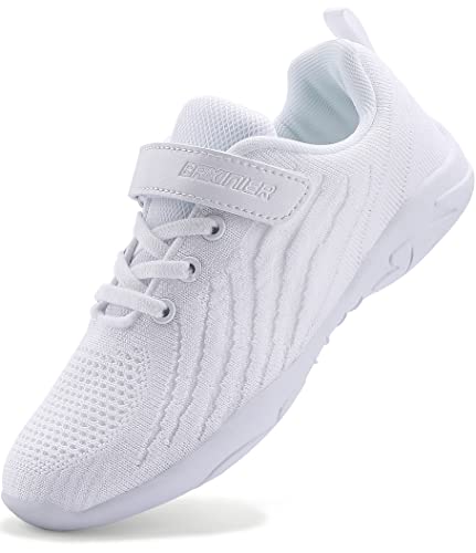 BAXINIER Girls White Cheerleading Shoes Breathable Youth Cheer Competition Sneakers Athletic Training Dance Tennis Walking Shoes
