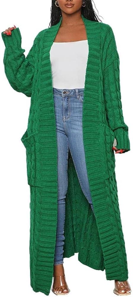 cu4eve Long Cable Knit Duster