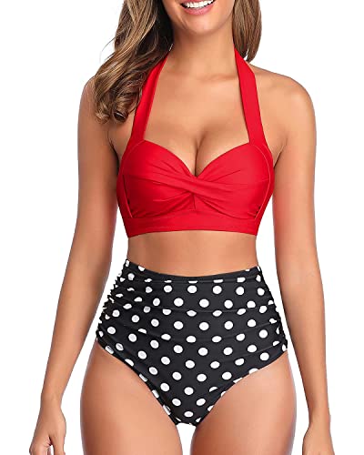 Tempt Me Two Piece High Waisted Bikini (Dot)