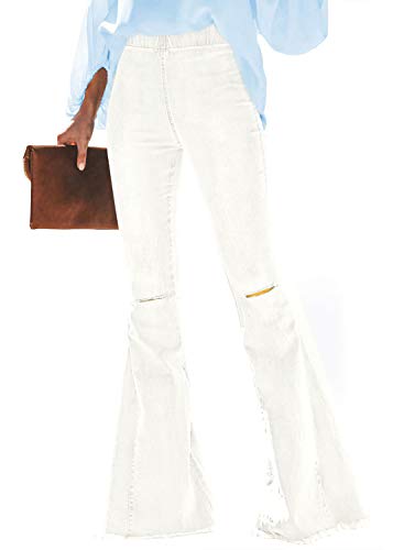Sidefeel Women Destroyed Flare Jeans (Elastic Waist)