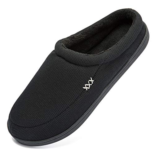 NewDenBer Men's Warm Memory Foam Suede Plush Fleece Lined Slip on Indoor Outdoor Clog House Slippers