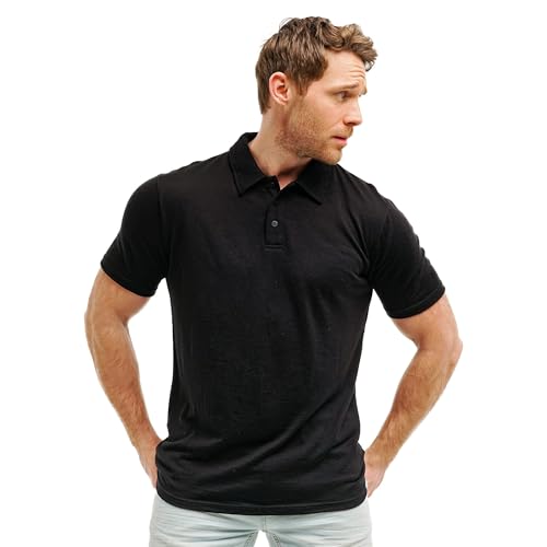 Merino Wool Polo Shirt Men - Anti-Odor 100% Merino Wool Shirts for Men Short Sleeve and Long Sleeve Breathable Polo