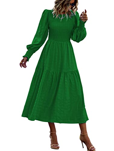 PRETTYGARDEN Women's 2023 Fall Long Sleeve V Neck Ruffle Maxi Dress Casual Tie Waist Boho Chiffon Flowy Long Dresses
