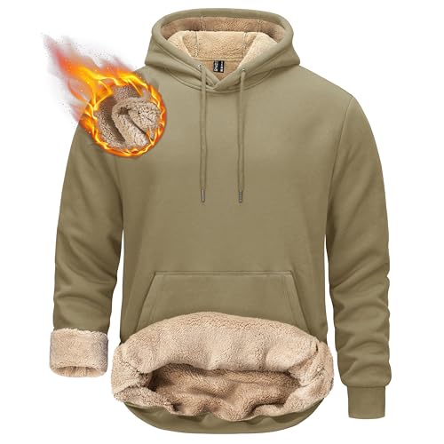 TACVASEN Men's Pullover Hoodie Thick Sherpa Lined