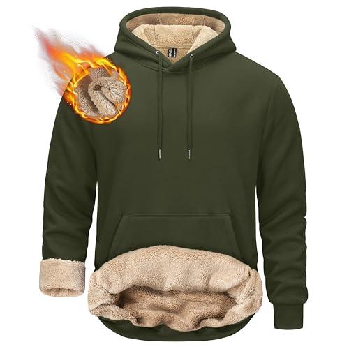 TACVASEN Men's Pullover Hoodie Thick Sherpa Lined