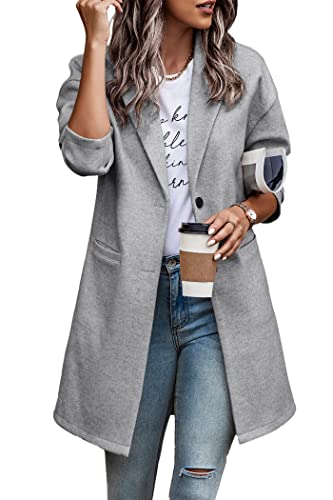 PRETTYGARDEN Women Plaid Shacket Jacket Trendy Fall Casual Button Wool Blend Tartan Trench Coat Winter Clothing with Pockets