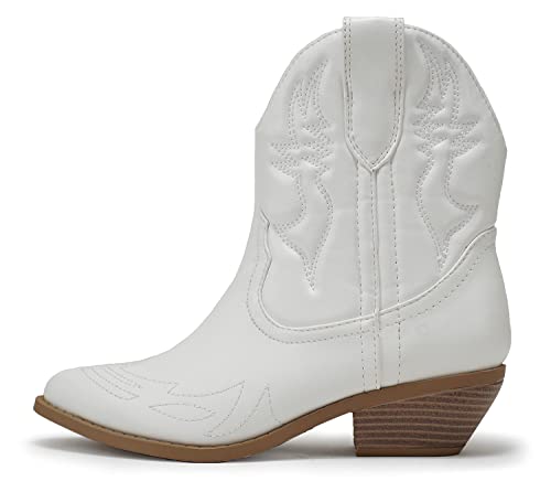 Soda Women Cowgirl Cowboy Western Stitched Ankle Boots Pointed Toe Short Booties Rigging-S (Wide Fit Available)