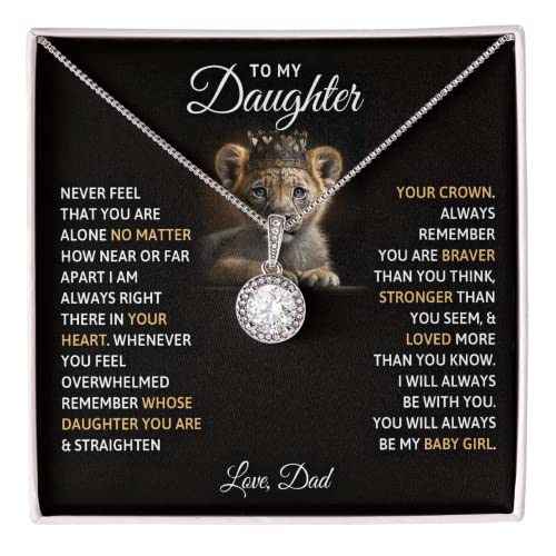 To My Beautiful Daughter Necklace from Mom & Dad | Cubic Zirconia Pendant with Heartfelt Message Card & Gift Box | Daughter Birthday, Graduation, Christmas Jewelry Gift from Parents