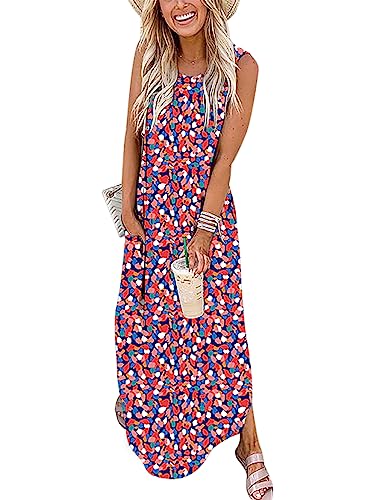 ANRABESS Women Summer Maxi Dress Beach Vacation Sundress Sleeveless Casual Loose Shirt Dresses 2025 Travel Outfits