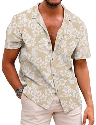 COOFANDY Hawaiian Linen Shirt
