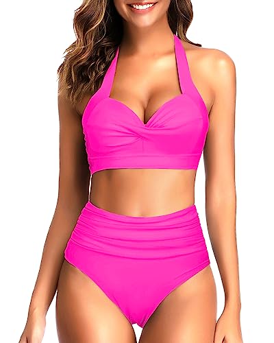 Tempt Me High Waist Bikini (Hot Pink)