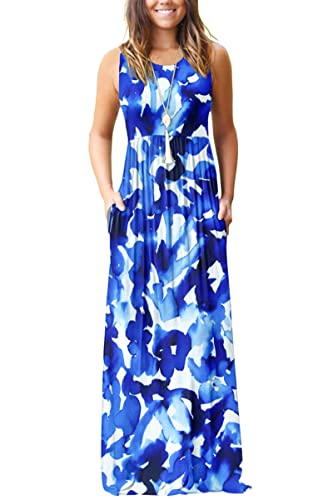 AUSELILY Women's Summer Sleeveless Loose Maxi Dress