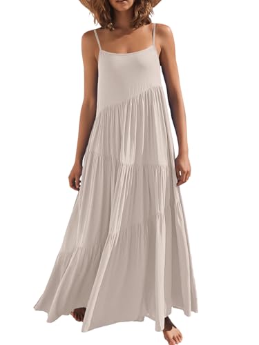 ANRABESS Women Summer Casual Loose Sleeveless Sundress Spaghetti Strap Flowy Boho Linen Beach Vacation Maxi Long Dress