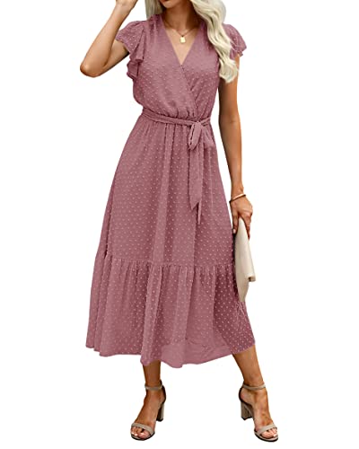 BTFBM Wrap Ruffle Midi Dress