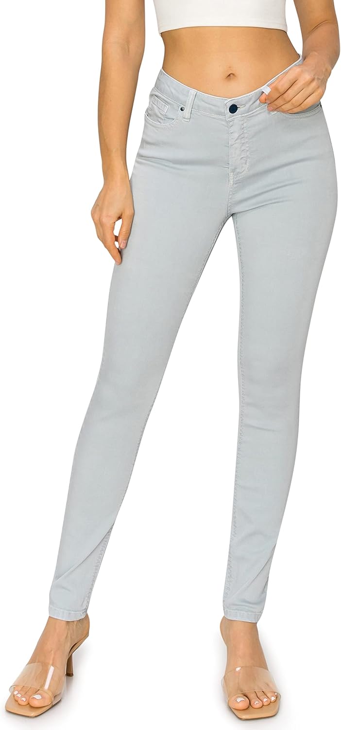 KHAKI & BLUE Womens The Everyday Garment-Dyed Skinny Jeans  Soft Stretchy High Rise Comfy Casual Pants