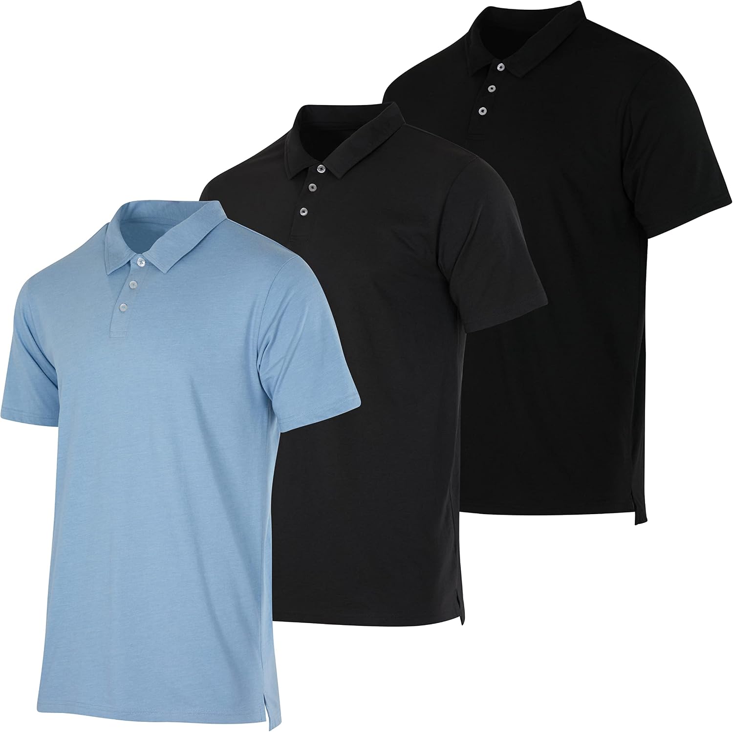 Real Essentials 3 Pack: Men's Jersey Cotton Short Sleeve Polo Shirt - Breathable Performance Polo (Available in Big & Tall)