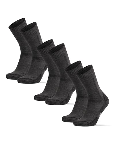 DANISH ENDURANCE Merino Wool Hiking Crew Socks for Men & Women, Cushioned Anti-Blister, Breathable - 3 Pairs