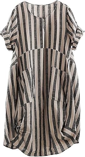 Minibee Women's Ruffle Oversize Casual Midi Dresses with Pockets