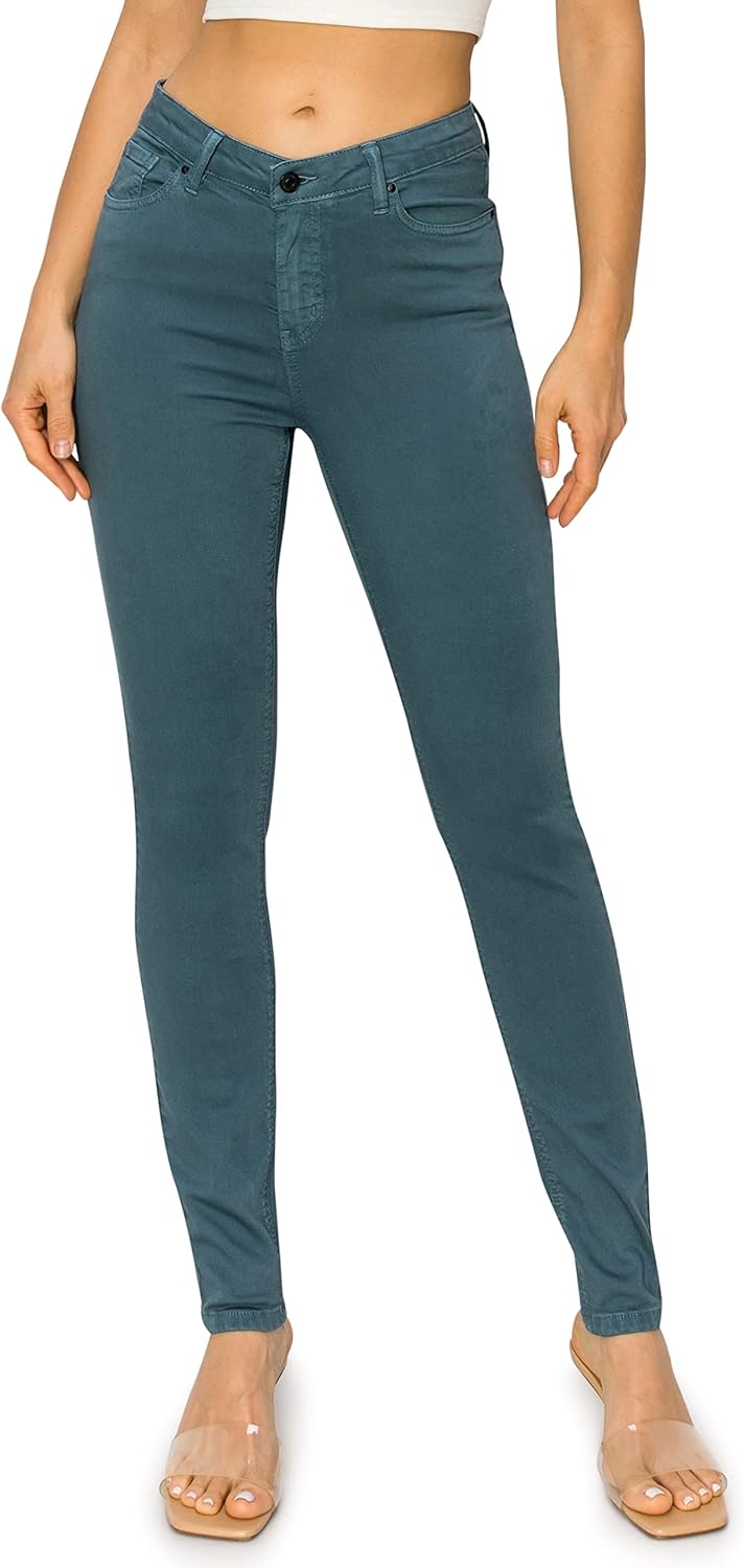 KHAKI & BLUE Womens The Everyday Garment-Dyed Skinny Jeans  Soft Stretchy High Rise Comfy Casual Pants