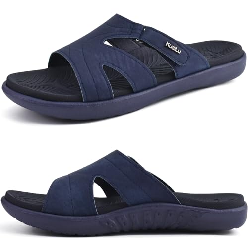 KuaiLu Womens Fashion Orthotic Slides Ladies Lightweight Athletic Yoga Mat Sandals Slip On Thick Cushion Slippers Sandals With Comfortable Plantar Fasciitis Arch Support