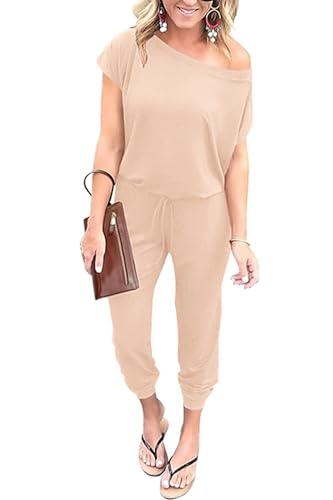 PRETTYGARDEN Jumpsuits for Women 2025 Dressy Casual Off Shoulder Romper Outfits Spring Vacation Travel Summer Lounge Clothes