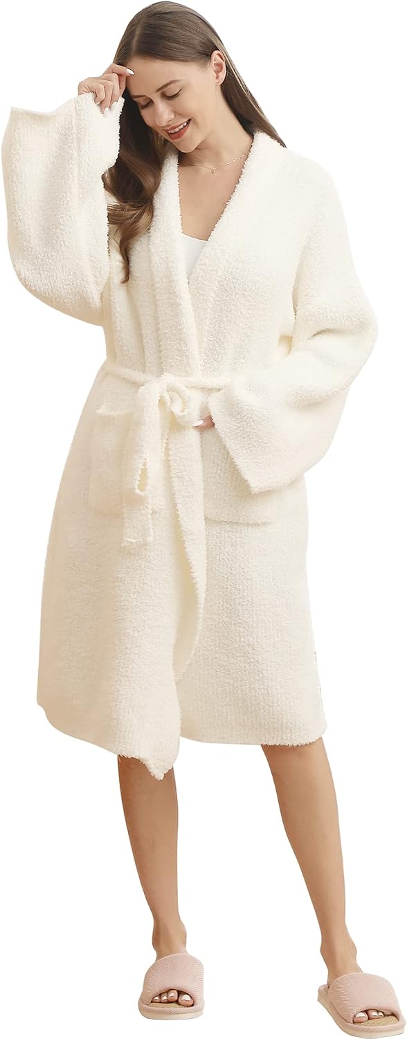 bearberry Cozy Robe Lightweight Soft Plush Bathrobe with Pockets for Women