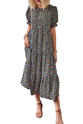 PRETTYGARDEN Summer Dresses for Women 2025 Casual Floral Boho Midi Sun Dress