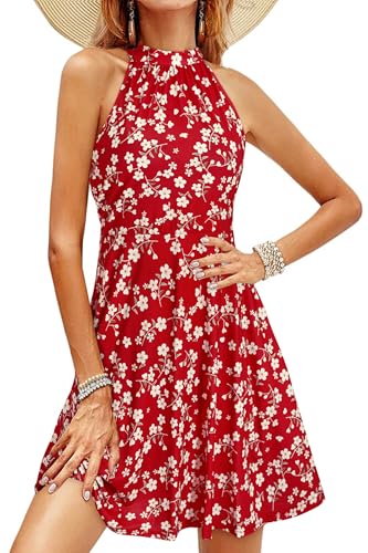 OUGES Halter Neck Floral Sundress