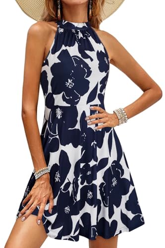 OUGES Halter Neck Floral Sundress