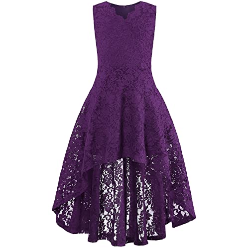 Viriber Girls Floral Lace Dress (V Neck)