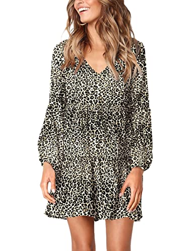 Amoretu Womens Tunic Dress Long Sleeve V Neck