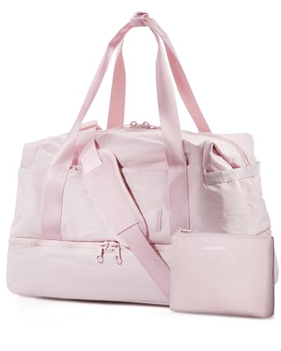 Weekender Bags for Women, BAGSMART Travel Duffel Bags with Shoe Compartment, Personal Item Travel Bag for Airlines, Carry on Overnight Tote Bag with Toiletry Bag (Pink)