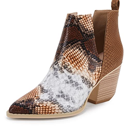 FISACE Pointed Toe Stacked Mid Heel