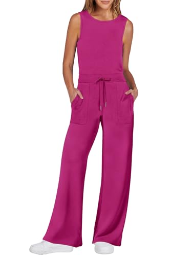 ANRABESS Womens Jumpsuits 2025 Spring Fall Thick Casual Romper Sleeveless Wide Leg Pants One Piece Outfits Vacation Clothes
