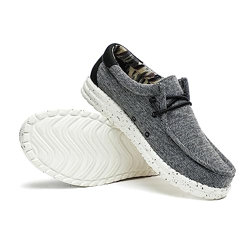 Mens Machine Washable Slip On Lace Up Casual Loafer Breathable Travel Canvas Shoes for Men Comfortable and Stylish Summer Loafers Lightweight Walking Shoes Boat Shoe