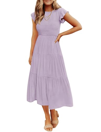 ZESICA Smocked Flutter Midi