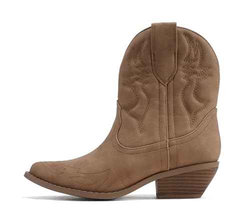 Soda Women Cowgirl Cowboy Western Stitched Ankle Boots