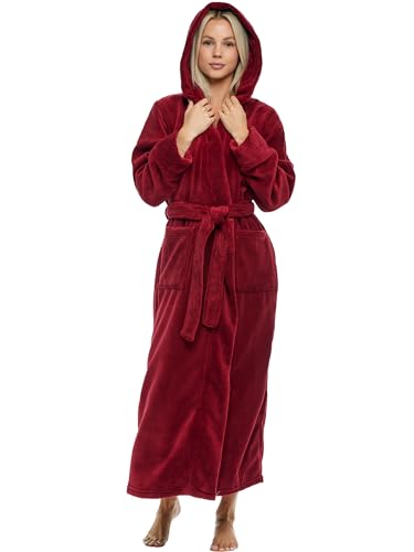 Alexander Del Rossa Womens Robe, Long Plush Bathrobe with Hood, Hooded Robes for Women Plus Size Bath Robe