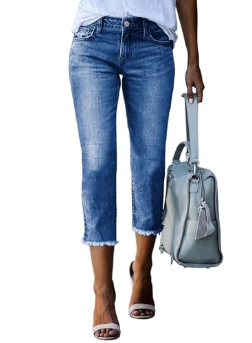 Sidefeel Women's Capri Jeans High Waisted