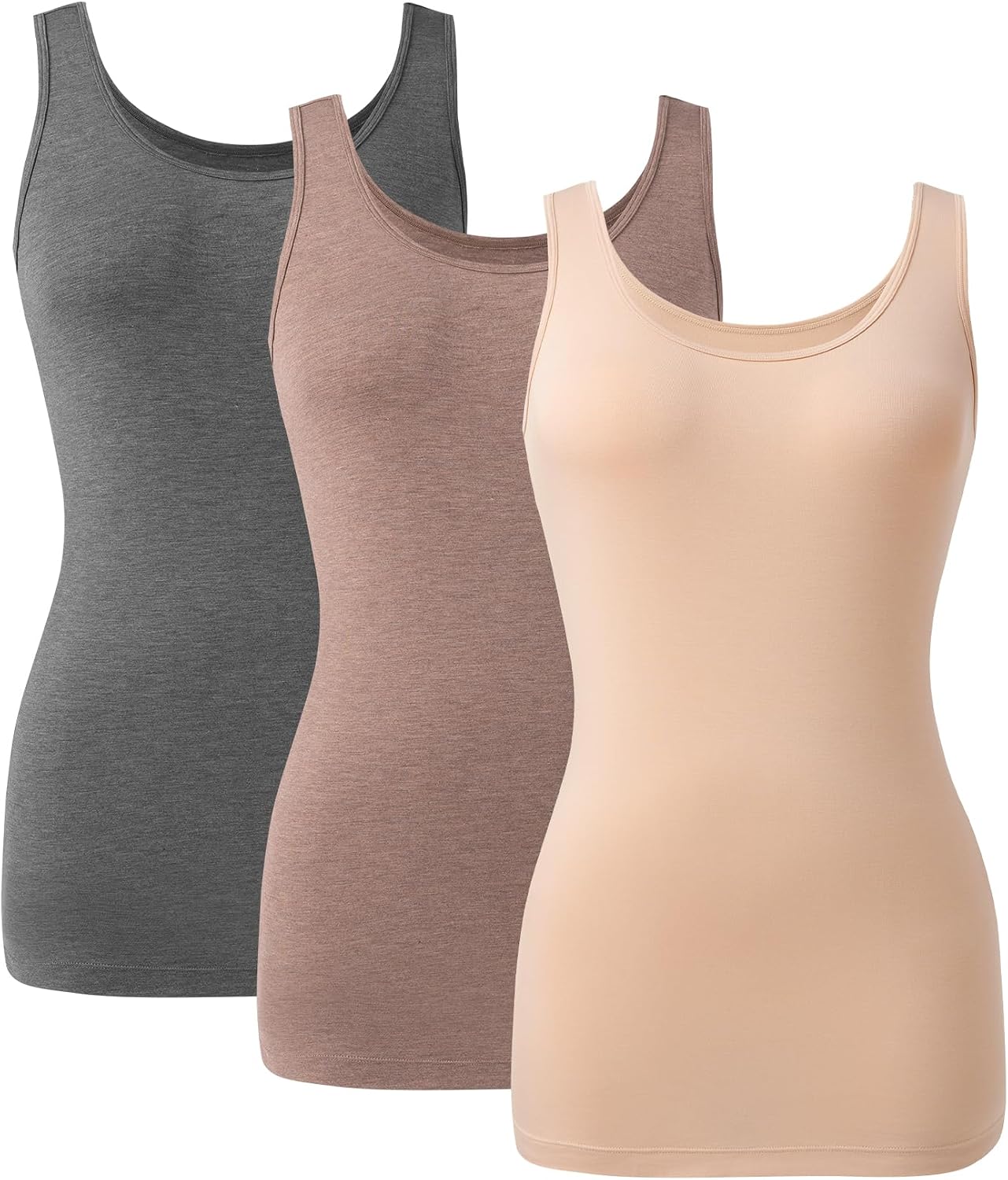 DAVID ARCHY Camisole Tops for Women Bamboo Rayon Soft Breathable Women's Undershirts 3 Pack Layering, Lounge, Sleepwear