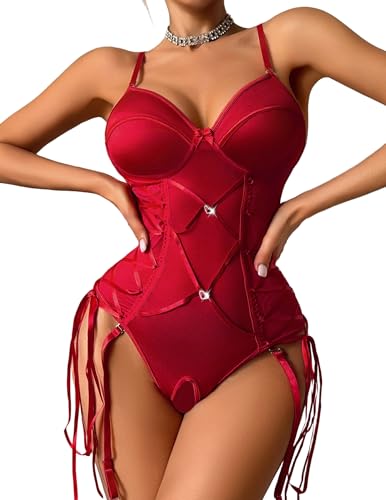 Avidlove Lingerie for Women Sexy Corset Garter Lingerie Set One Piece Teddy Bodysuit Boudoir Outfit