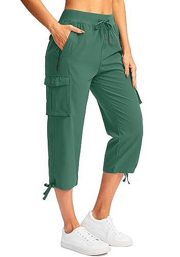 Soothfeel Women's Cargo Capris Pants with 6 Pockets Lightweight Quick Dry Travel Hiking Summer Pants for Women Casual