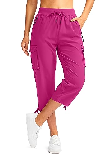 Soothfeel Women's Cargo Capris Pants with 6 Pockets Lightweight Quick Dry Travel Hiking Summer Pants for Women Casual