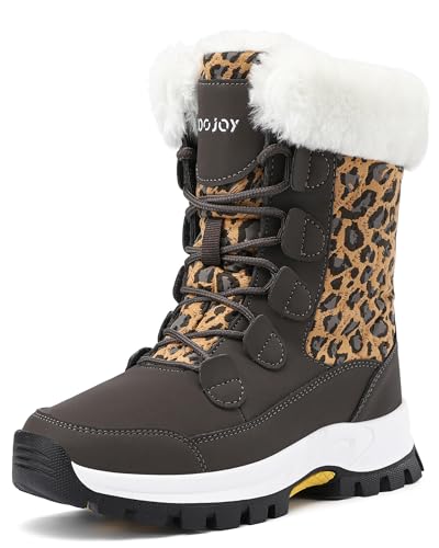 COOJOY Womens Winter Snow Boots Waterproof Shoes Walking Comfortable Hiking Tennis Booties Furry Mid Calf Warm Lightweight