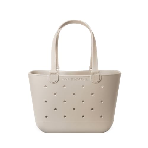 Simple Modern Large Beach Bag | Waterproof Getaway Rubber Tote with Zipper Pocket